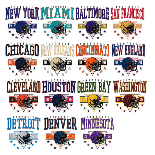 CLV, DEN, DET, GB, HOU NFL Teams Comfort Color Tees