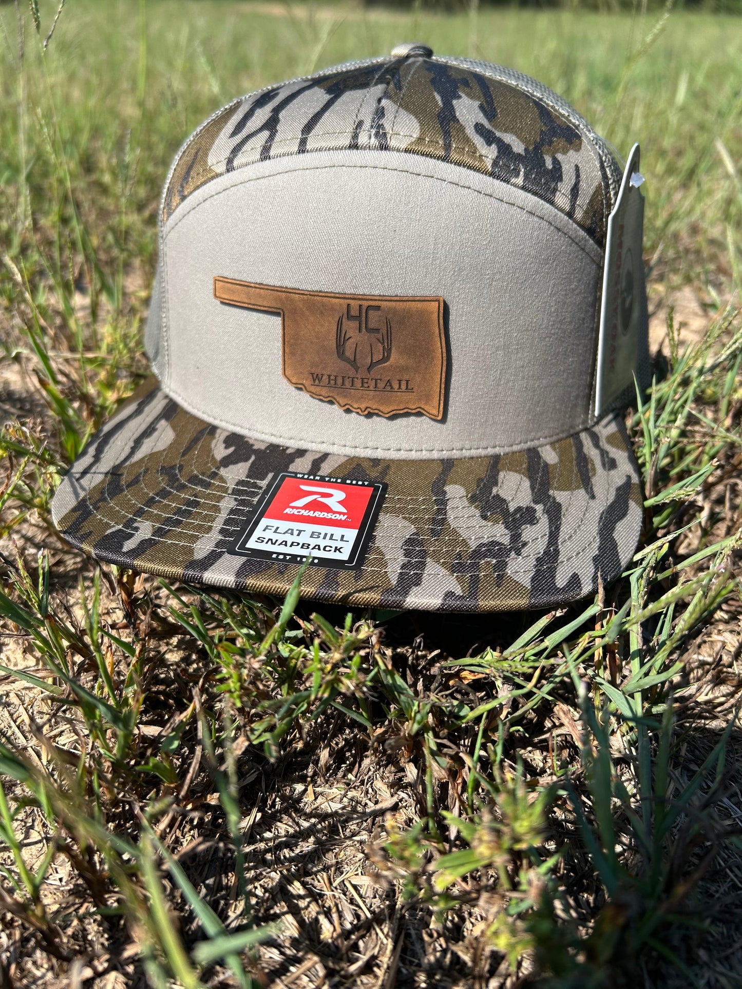 4C Whitetail Oklahoma Leather Patch Bottom Land Camo Hat