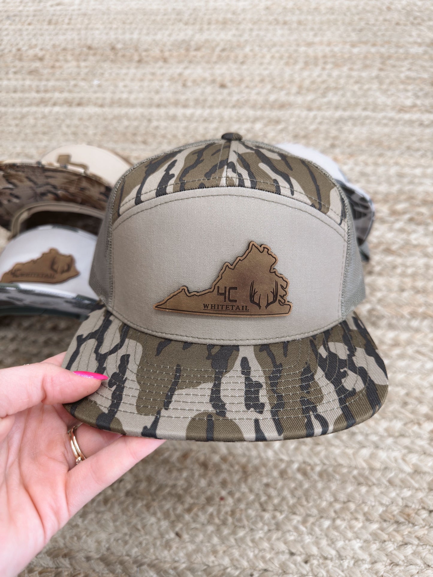 4C Whitetail State Leather Patch Camo Hats- KY, TX, VA, NC