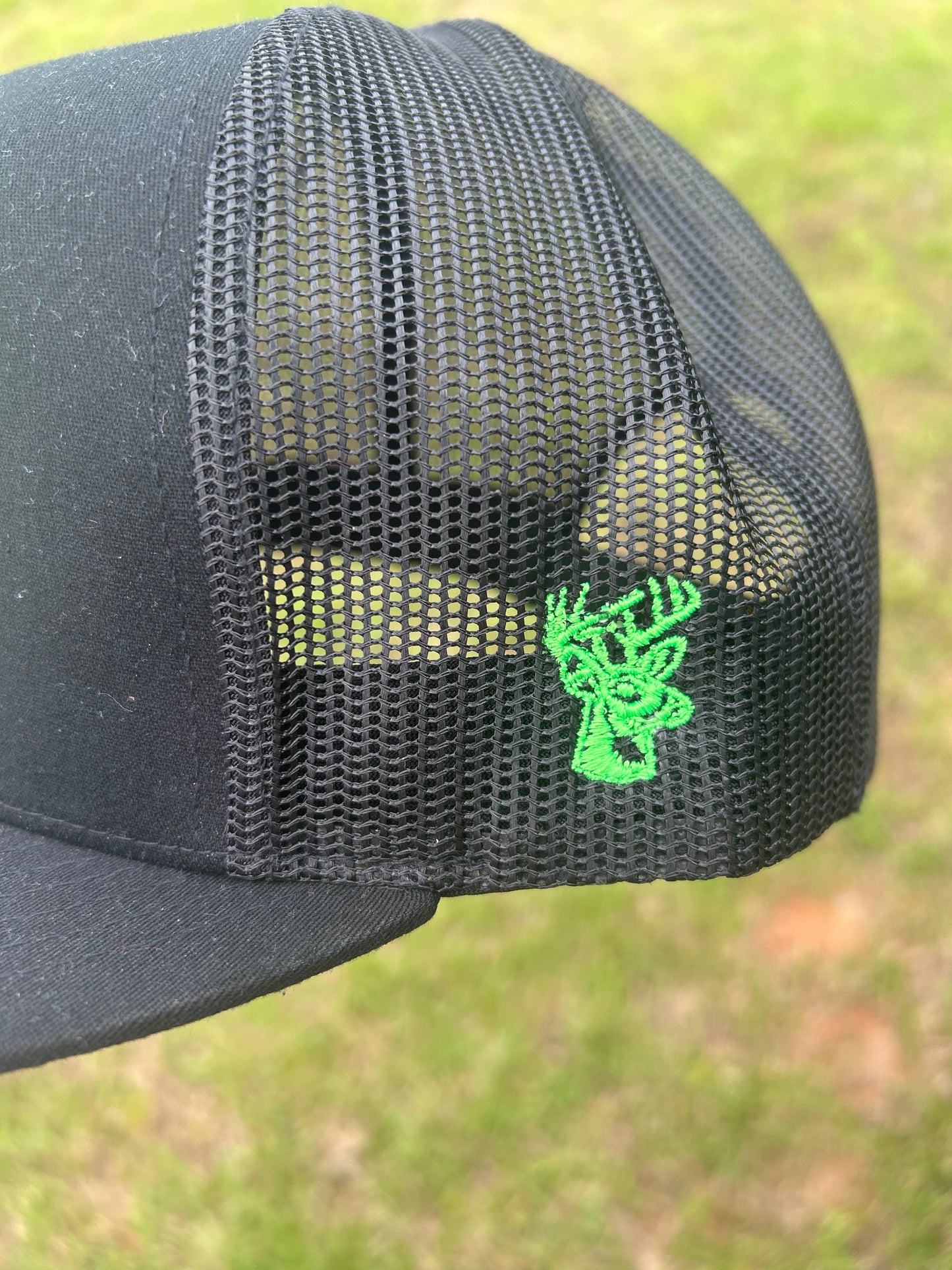 4C Lime Green Embroidered Black Hat