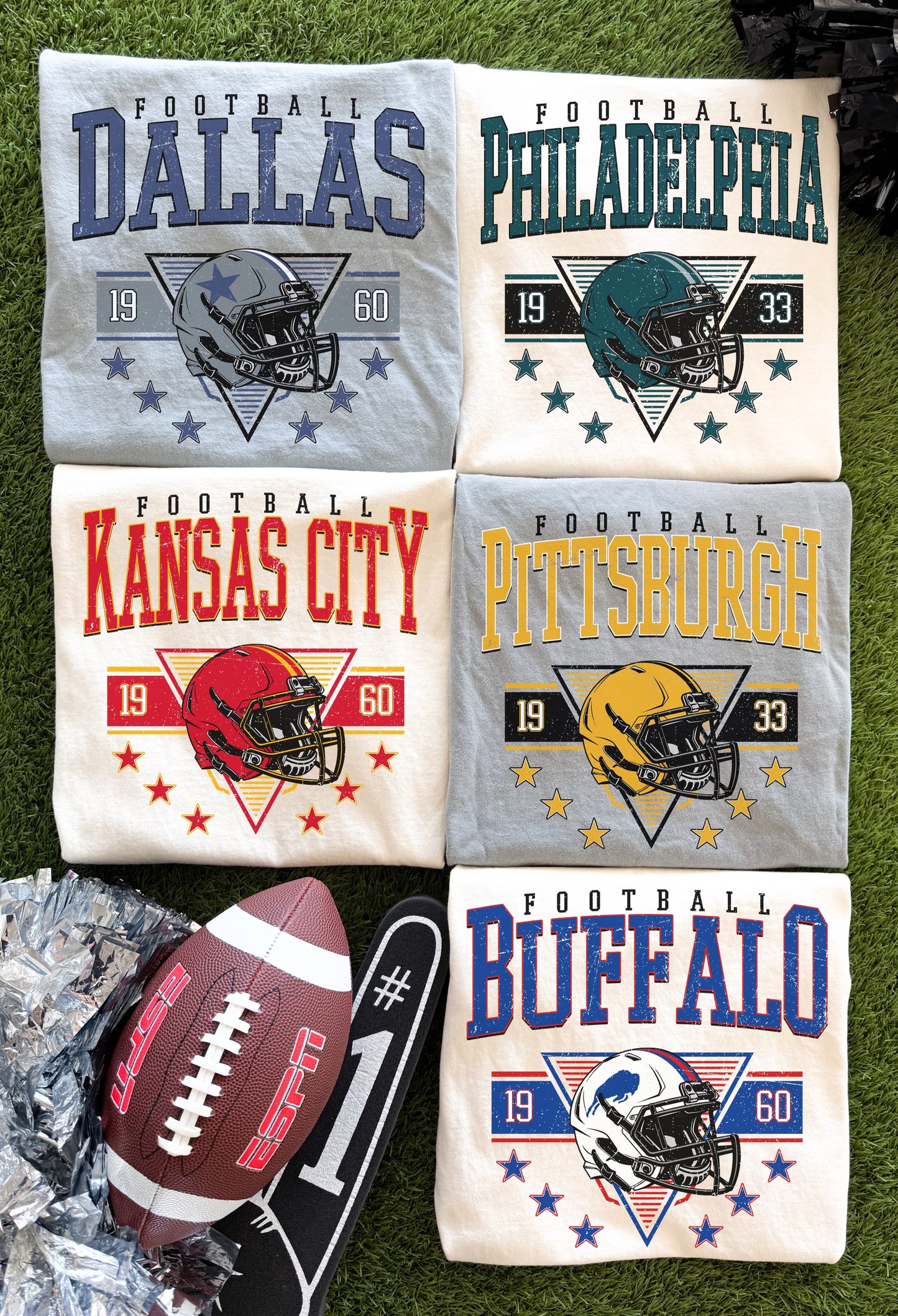 CLV, DEN, DET, GB, HOU NFL Teams Comfort Color Tees