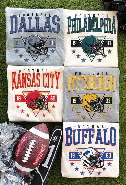 DAL, PHIL, KAN, PIT, BUF NFL Teams Comfort Color Tees
