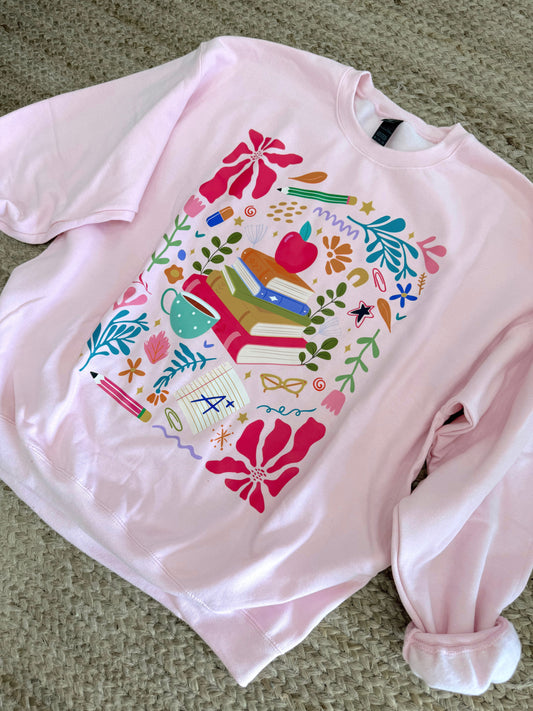 Books Floral Sweatshirt