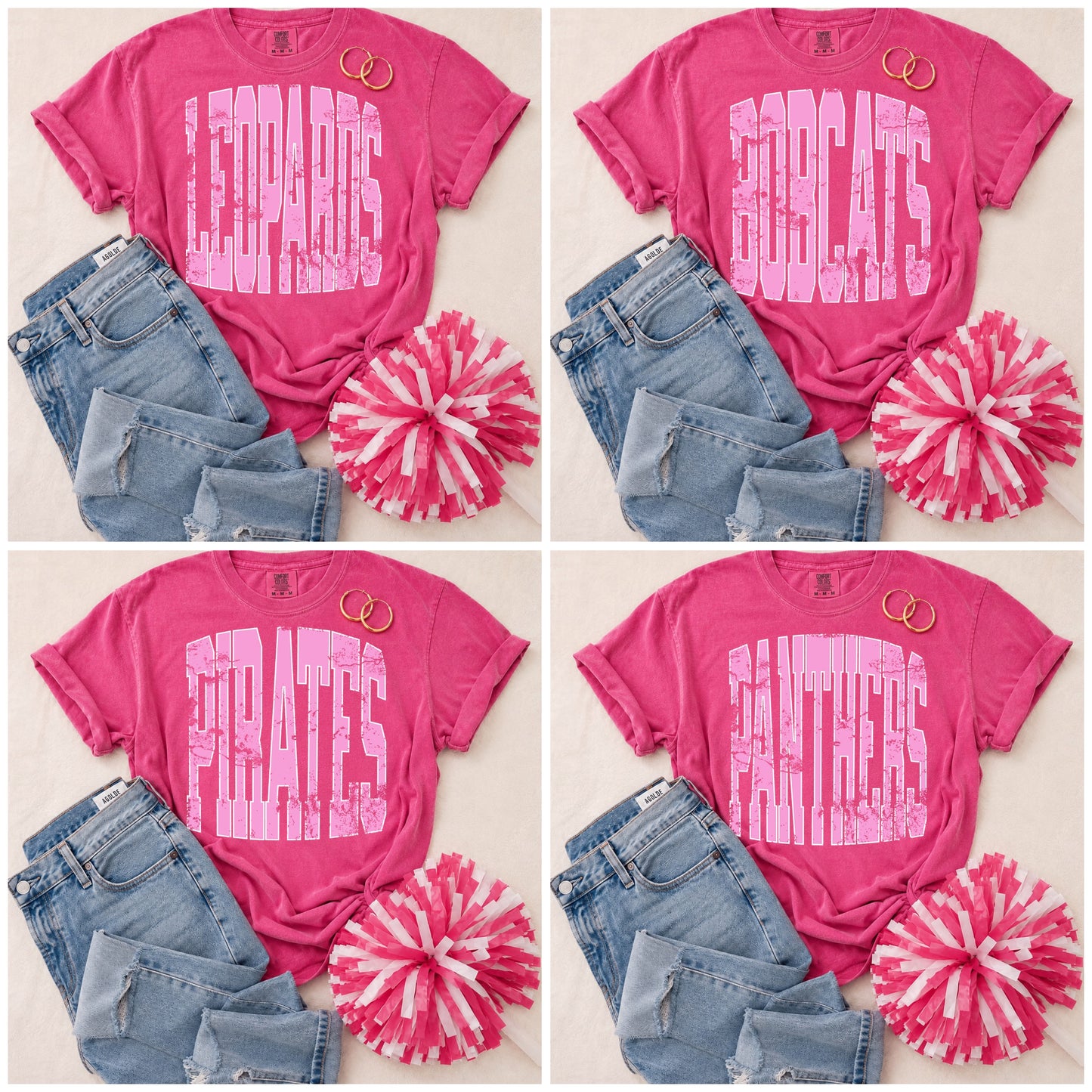ADULT Pink Vintage Mascot Tees
