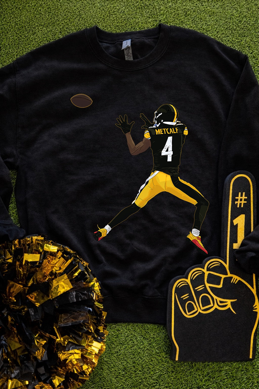 Metcalf With Football Pittsburgh Sweatshirt