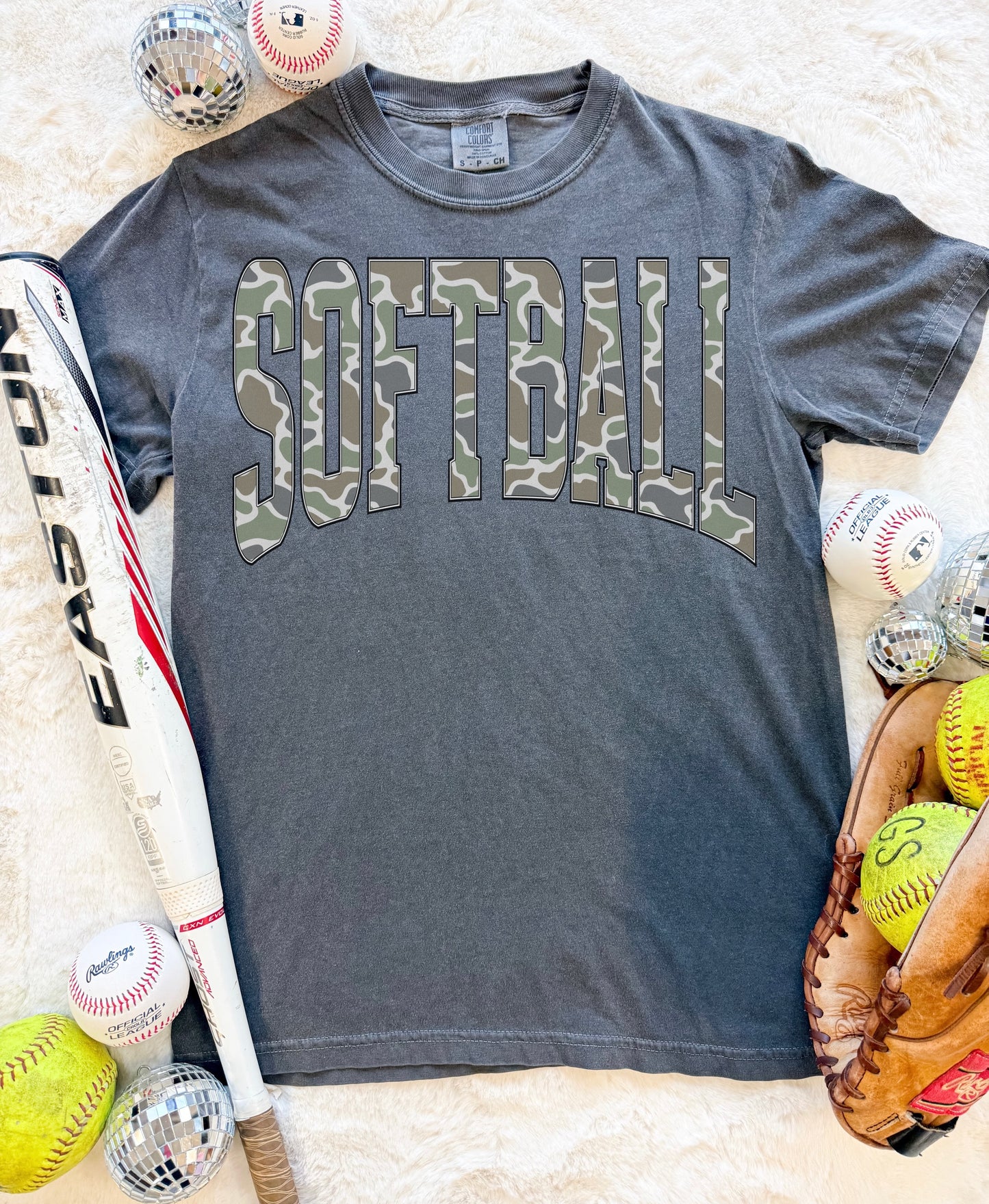 Camo Softball Comfort Color Tee