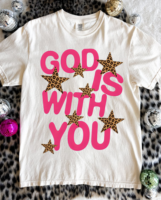 Tuesday Special- God Is With You Leopard Stars Tee