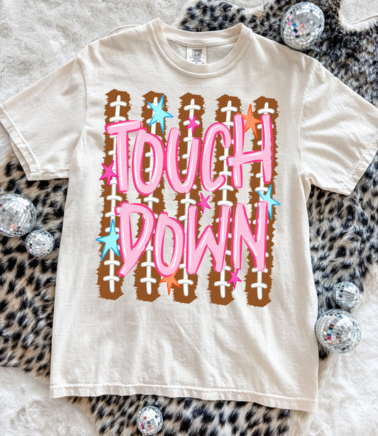 Tuesday Special- ADULT Touchdown Football Stripes Stars Tee