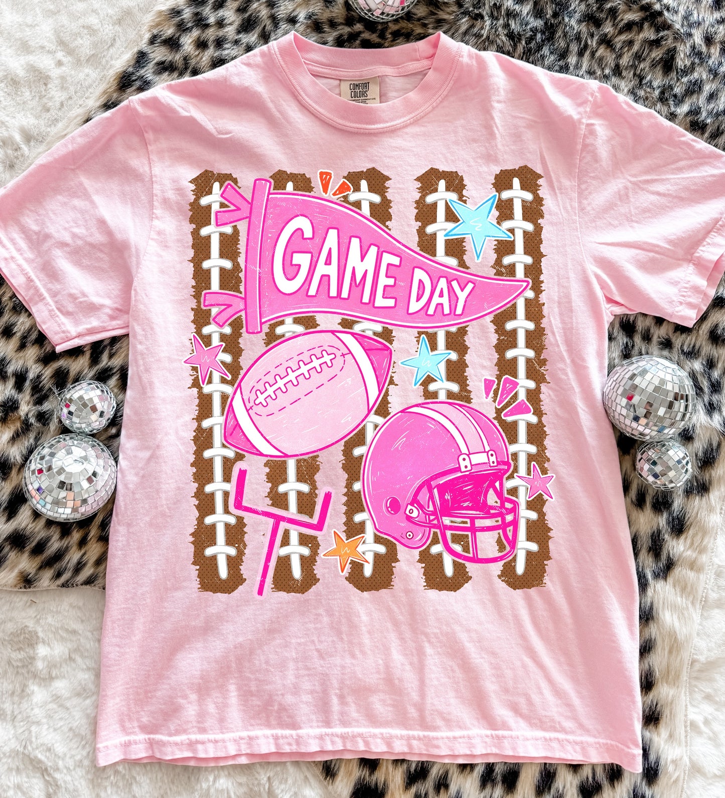 Tuesday Special- ADULT Gameday Collage Football Stripes Tee