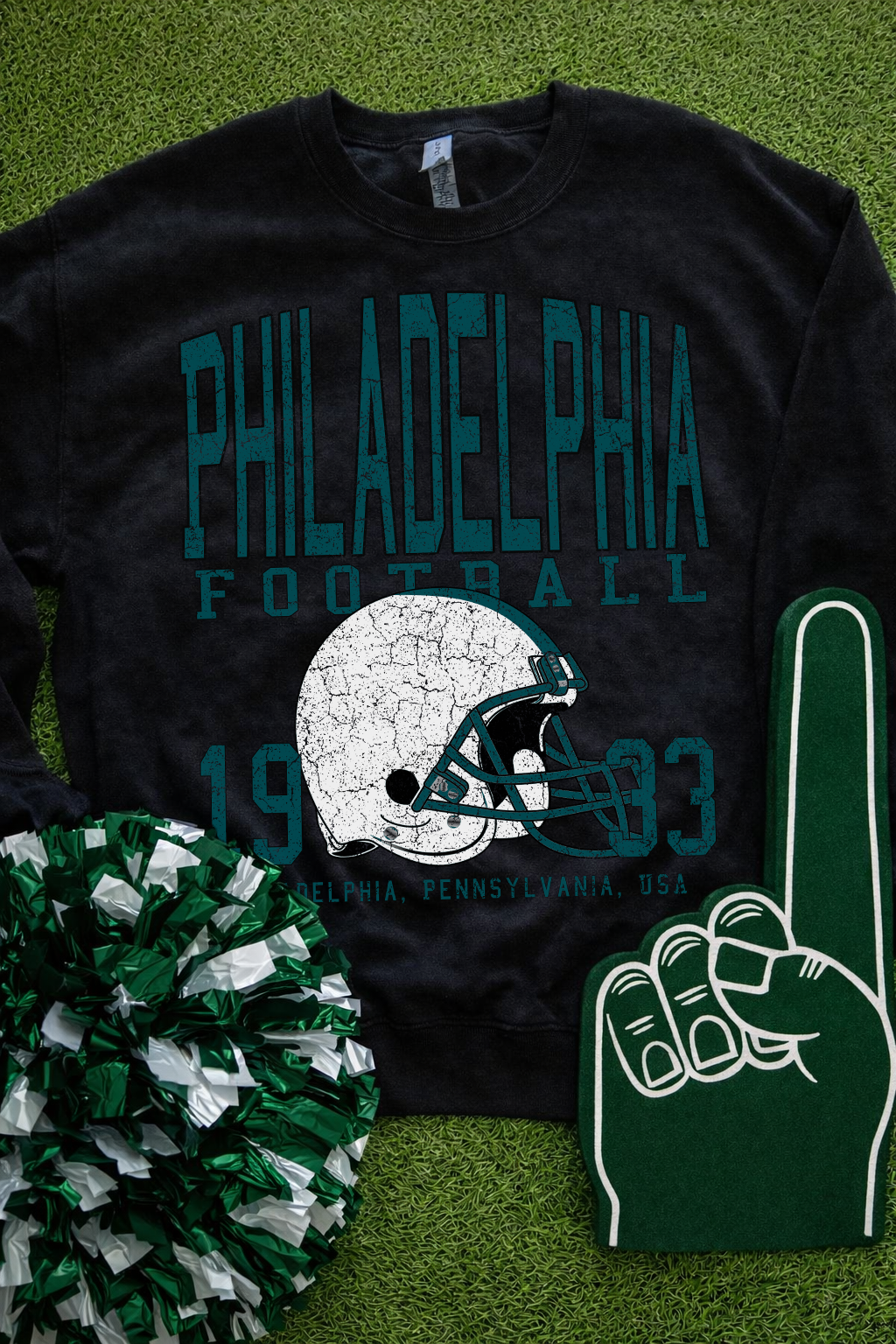 Vintage Distressed Philadelphia Football (Black) Sweatshirt