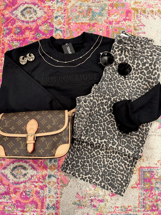 Tuesday Special- Black TRW Boutique EST Embroidered Sweatshirt
