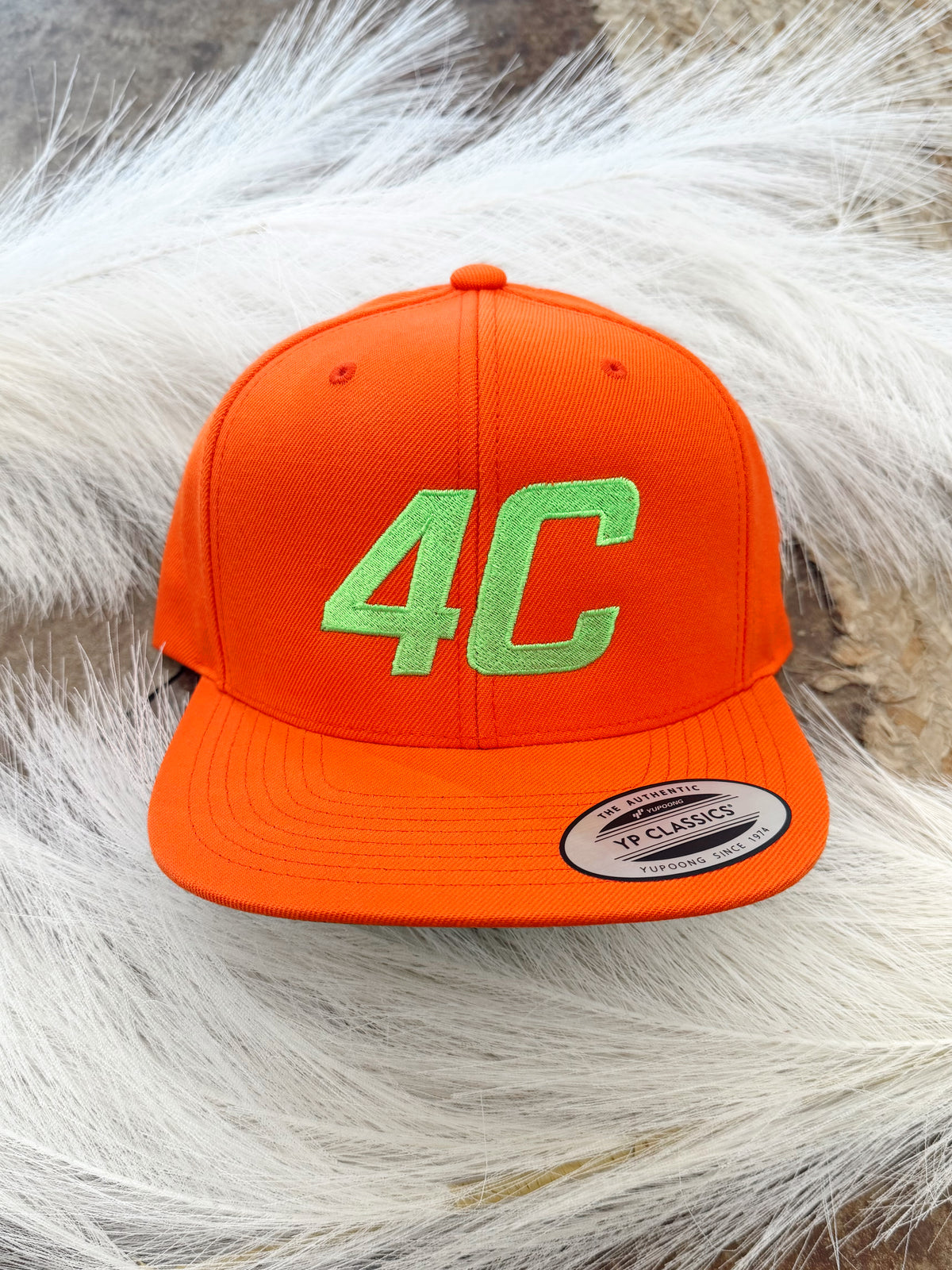 4C Lime Green Embroidered Orange Hat