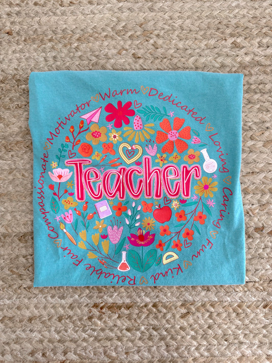 Teacher With Flowers Tee
