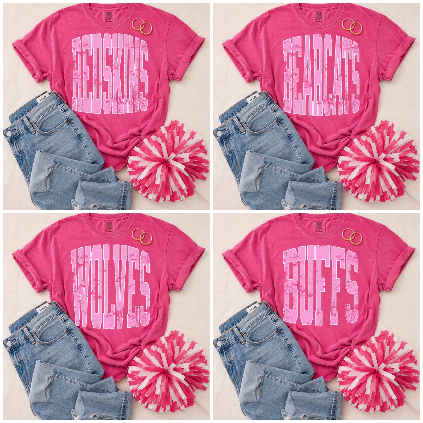 ADULT Pink Vintage Mascot Tees