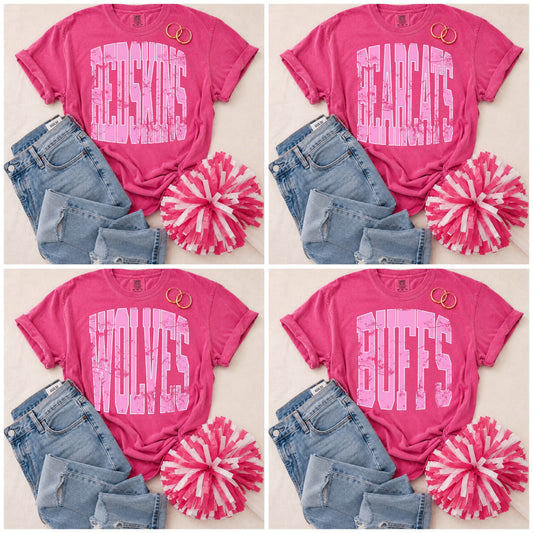 ADULT Pink Vintage Mascot Tees