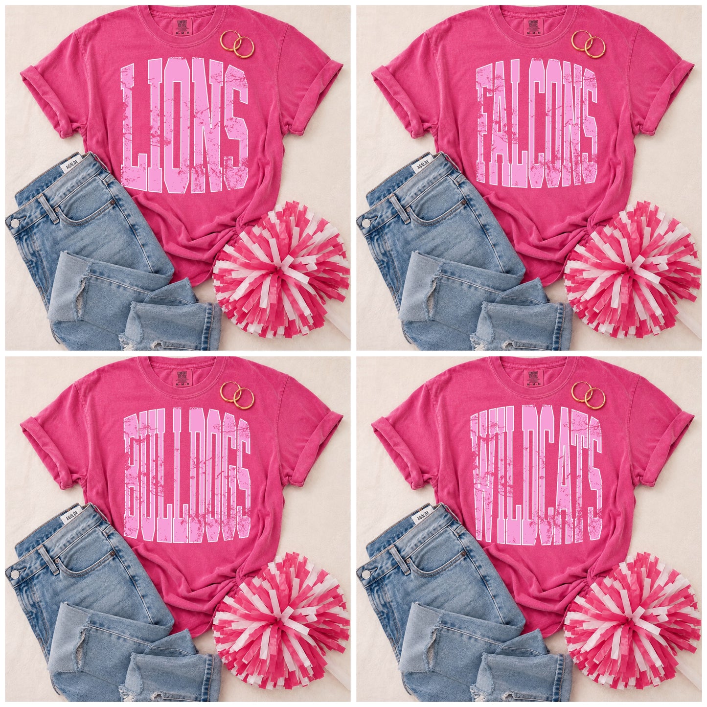 ADULT Pink Vintage Mascot Tees