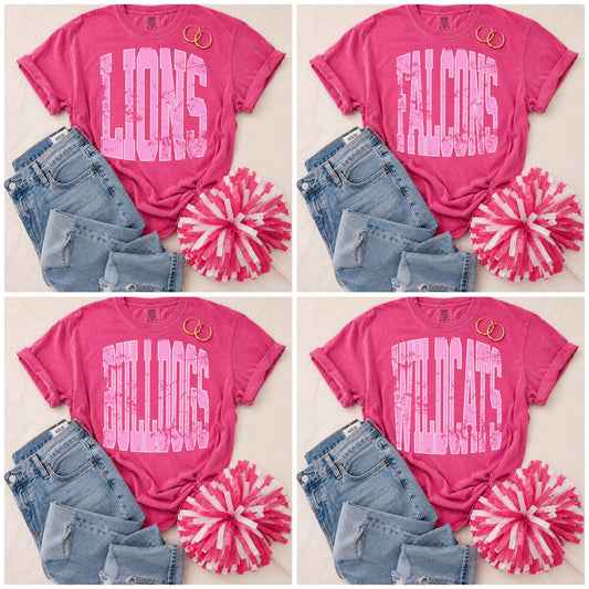 ADULT Pink Vintage Mascot Tees