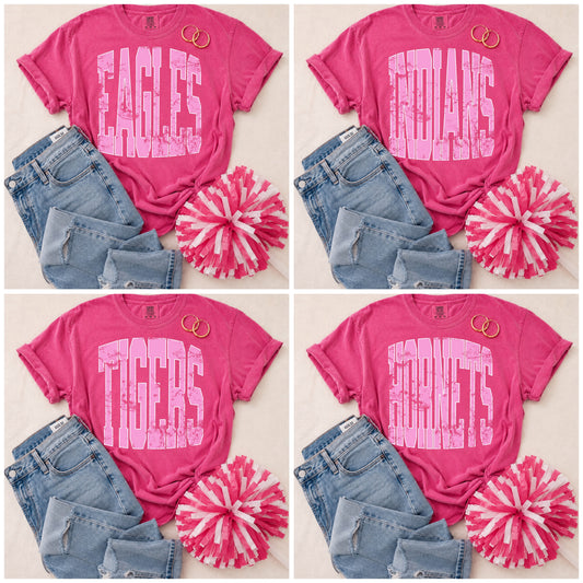 ADULT Pink Vintage Mascot Tees