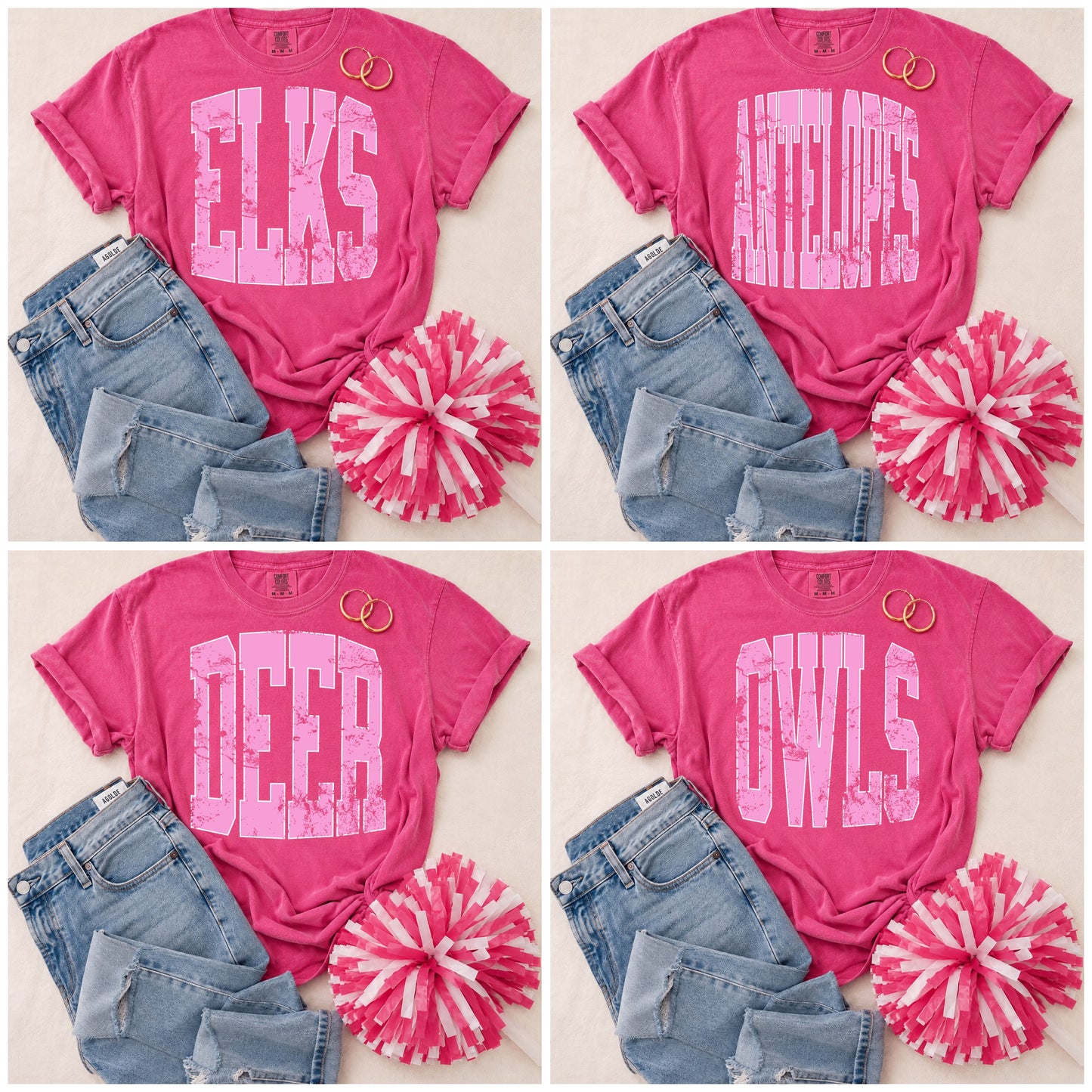 YOUTH Pink Vintage Mascot Tees