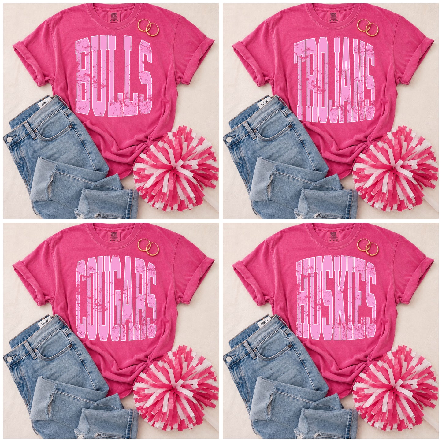 ADULT Pink Vintage Mascot Tees