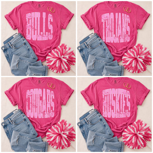 ADULT Pink Vintage Mascot Tees