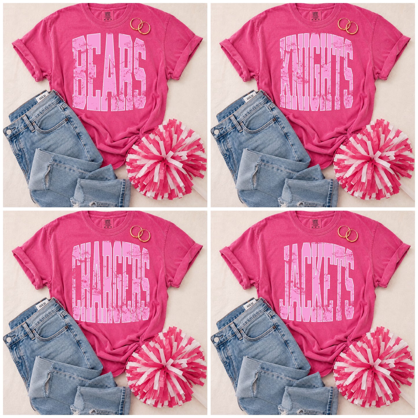 ADULT Pink Vintage Mascot Tees