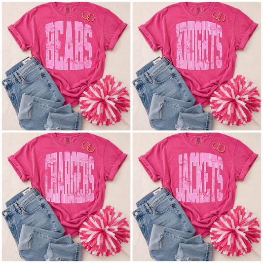 ADULT Pink Vintage Mascot Tees