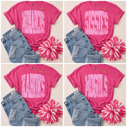 ADULT Pink Vintage Mascot Tees