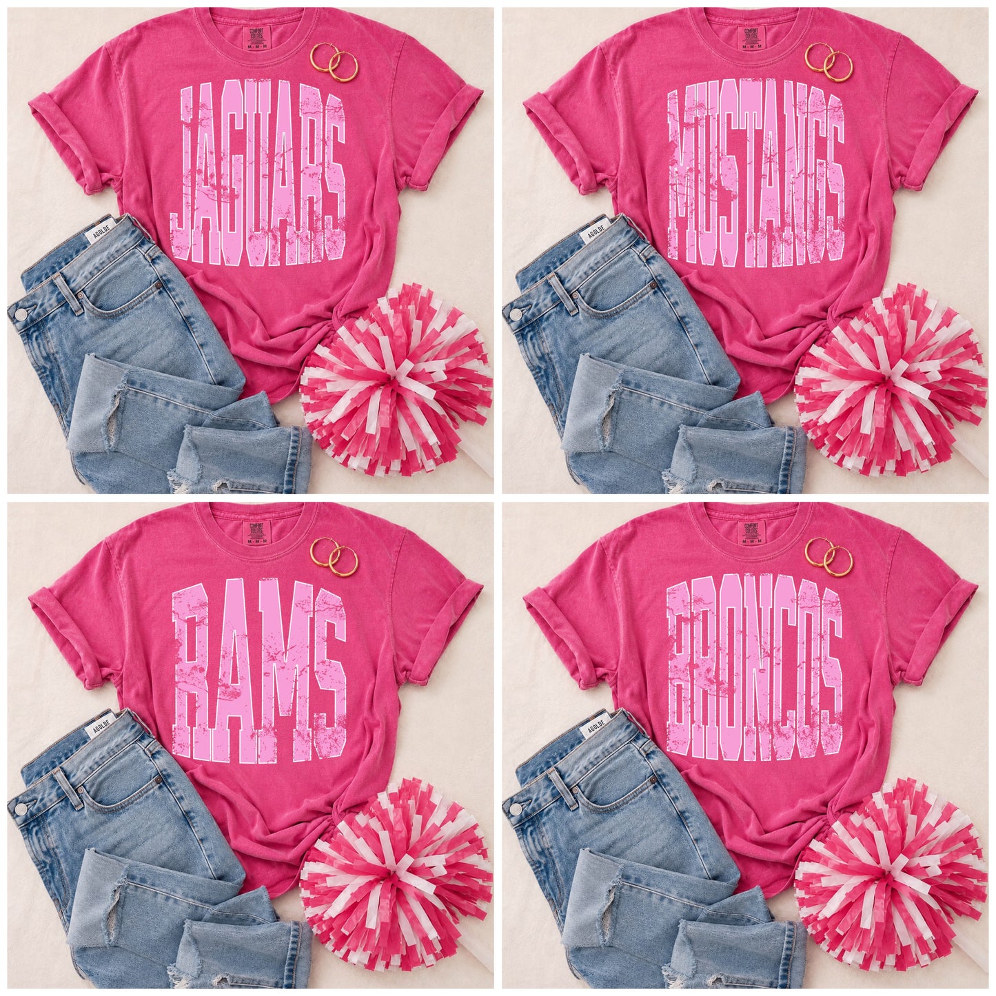 ADULT Pink Vintage Mascot Tees