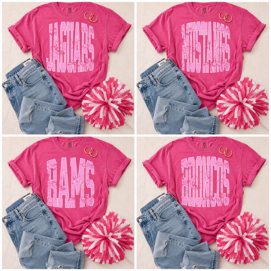 ADULT Pink Vintage Mascot Tees