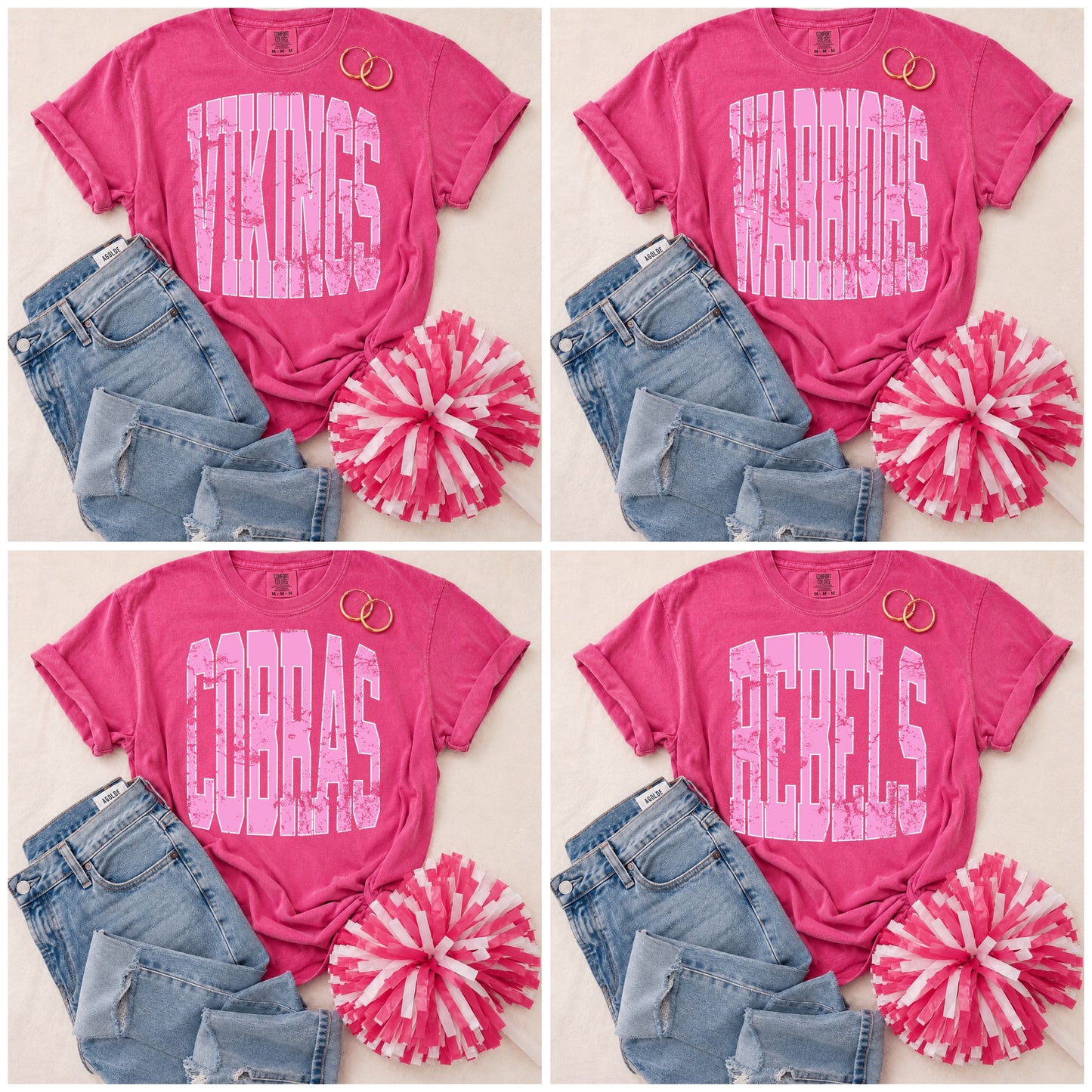 ADULT Pink Vintage Mascot Tees