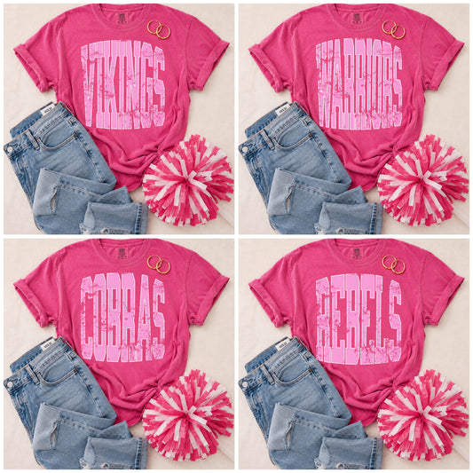 ADULT Pink Vintage Mascot Tees