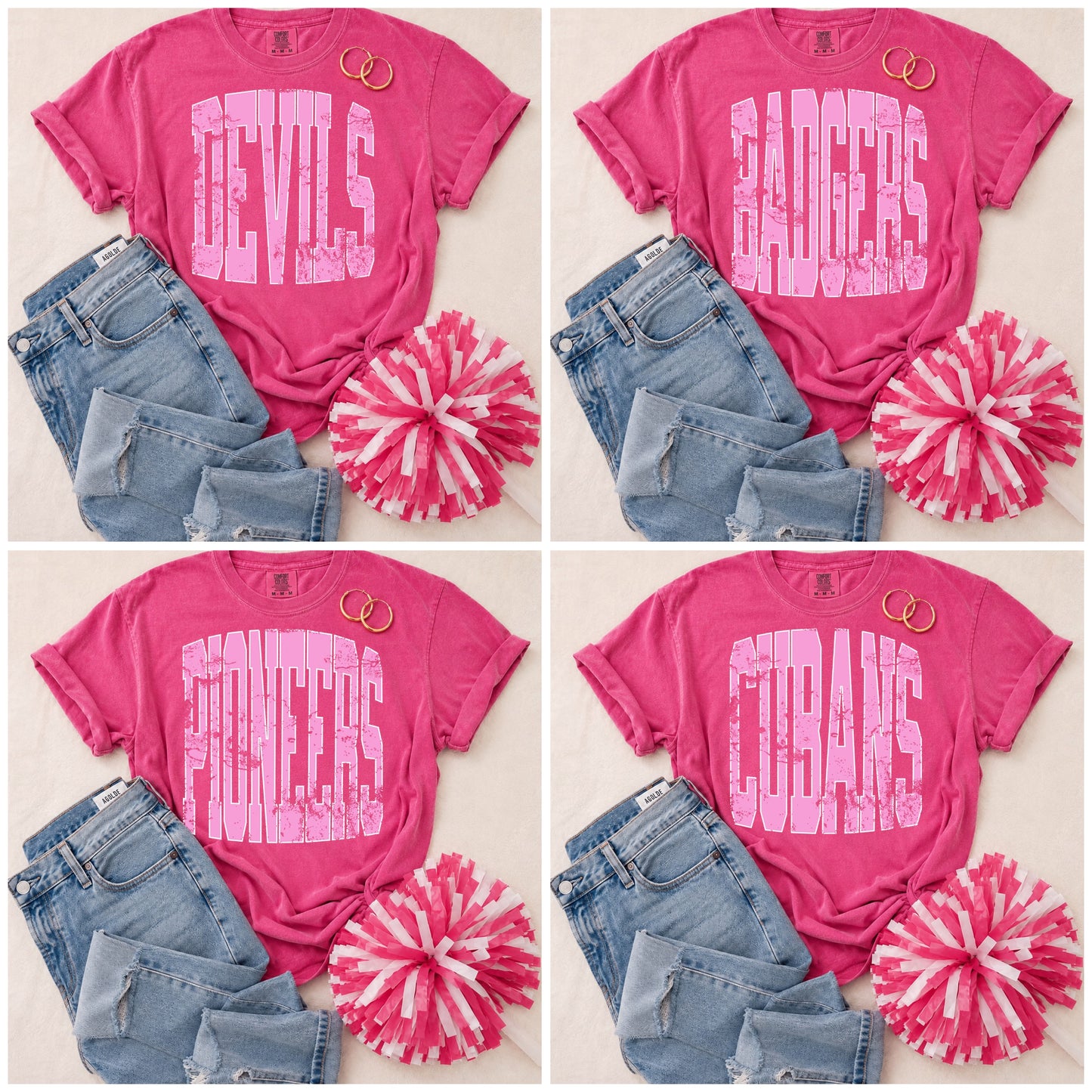 YOUTH Pink Vintage Mascot Tees
