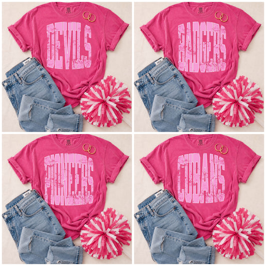 ADULT Pink Vintage Mascot Tees