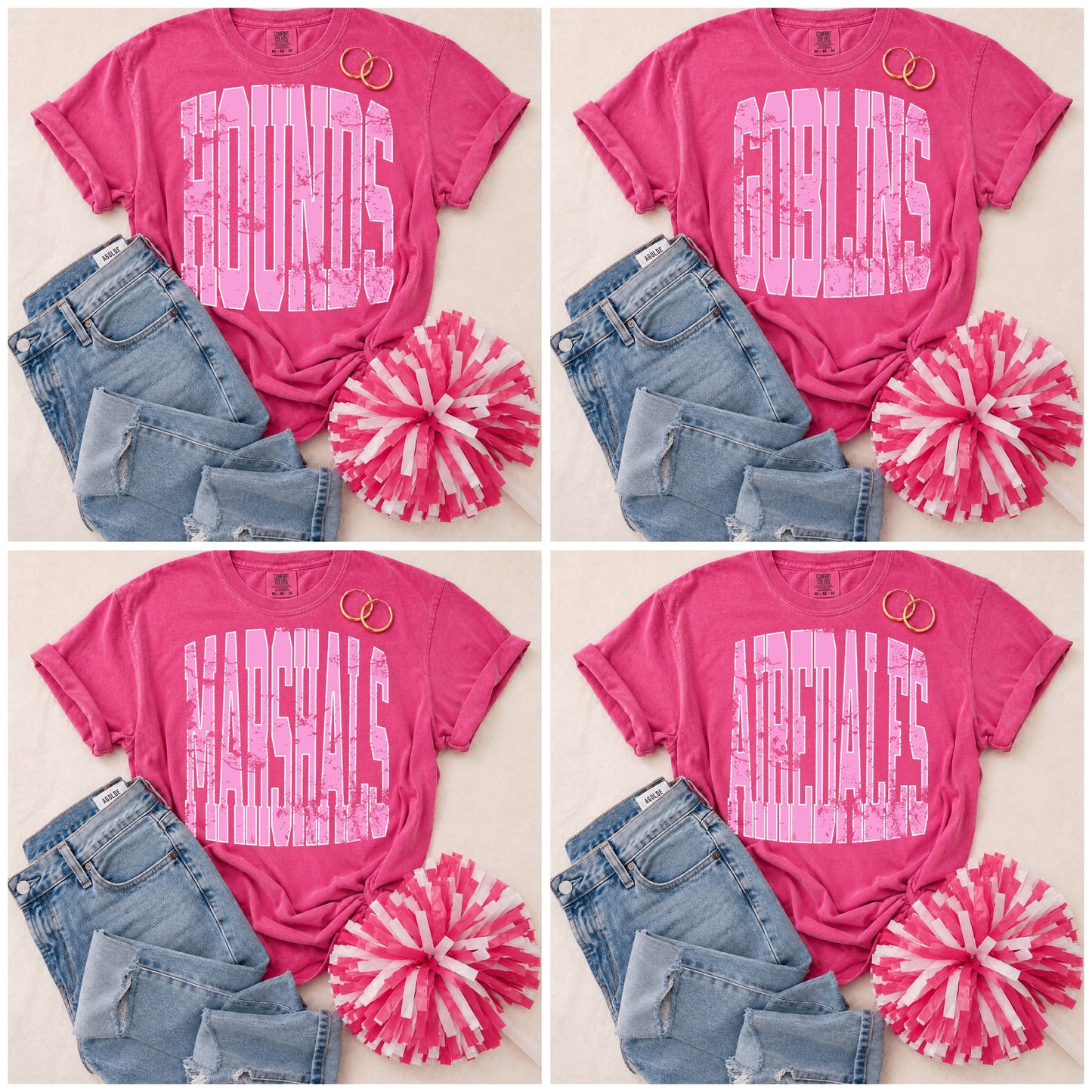 YOUTH Pink Vintage Mascot Tees